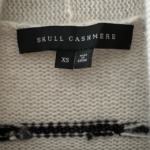 Skull Cashmere Jansen Eye Cardigan Duster Sweater Open Front Long Boho Cream XS - Picture 12 of 13
